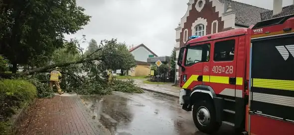 Wichura w gminie Bisztynek: strażacy usuwali powalone drzewa
