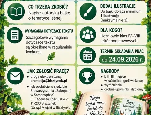 Konkurs literacki „Bajka o Bisztyneckim Lesie” – napisz bajkę i zostań autorem publikacji
