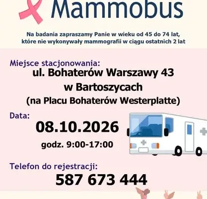 Bezpłatna mammografia w Bartoszycach – 8 października mammobus NFZ