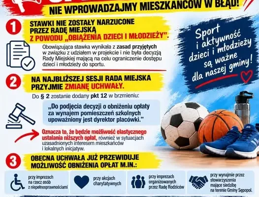 Rada Miejska w Sępopolu wyjaśnia sprawę opłat za wynajem sal szkolnych