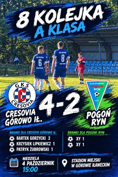 Cresovia Górowo Iławeckie wygrywa i awansuje na 8. miejsce w tabeli