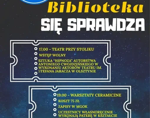 Noc Bibliotek w Sępopolu – teatr, ceramika i twórcza atmosfera