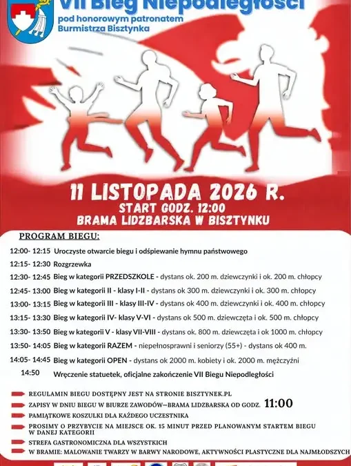 VII Bieg Niepodległości w Bisztynku – sportowe świętowanie 11 listopada