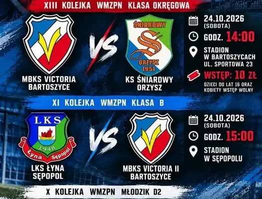 Sobotnia piłkarska uczta w Bartoszycach – trzy mecze Victorii